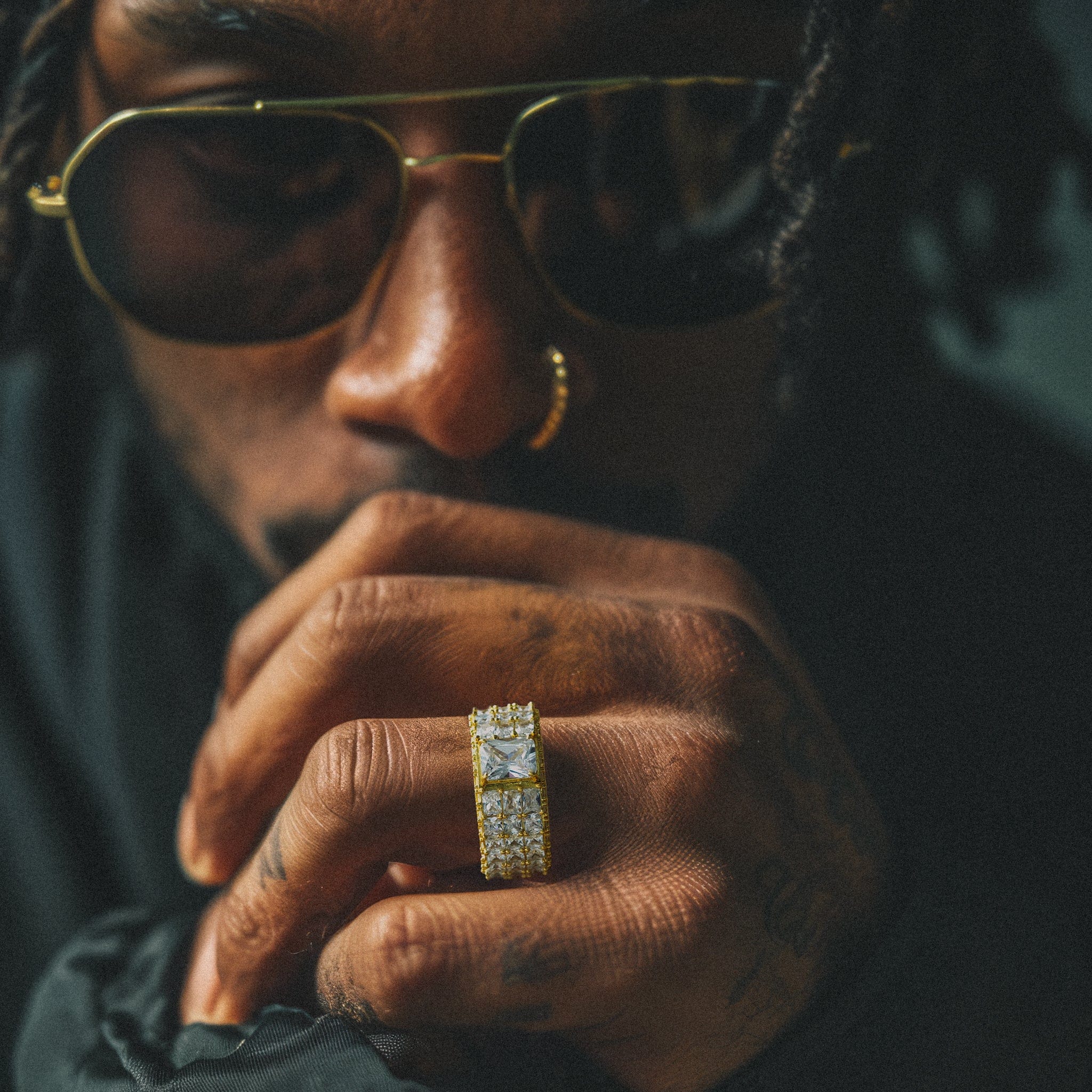 Triple-Row Signet Ring in by King Ice