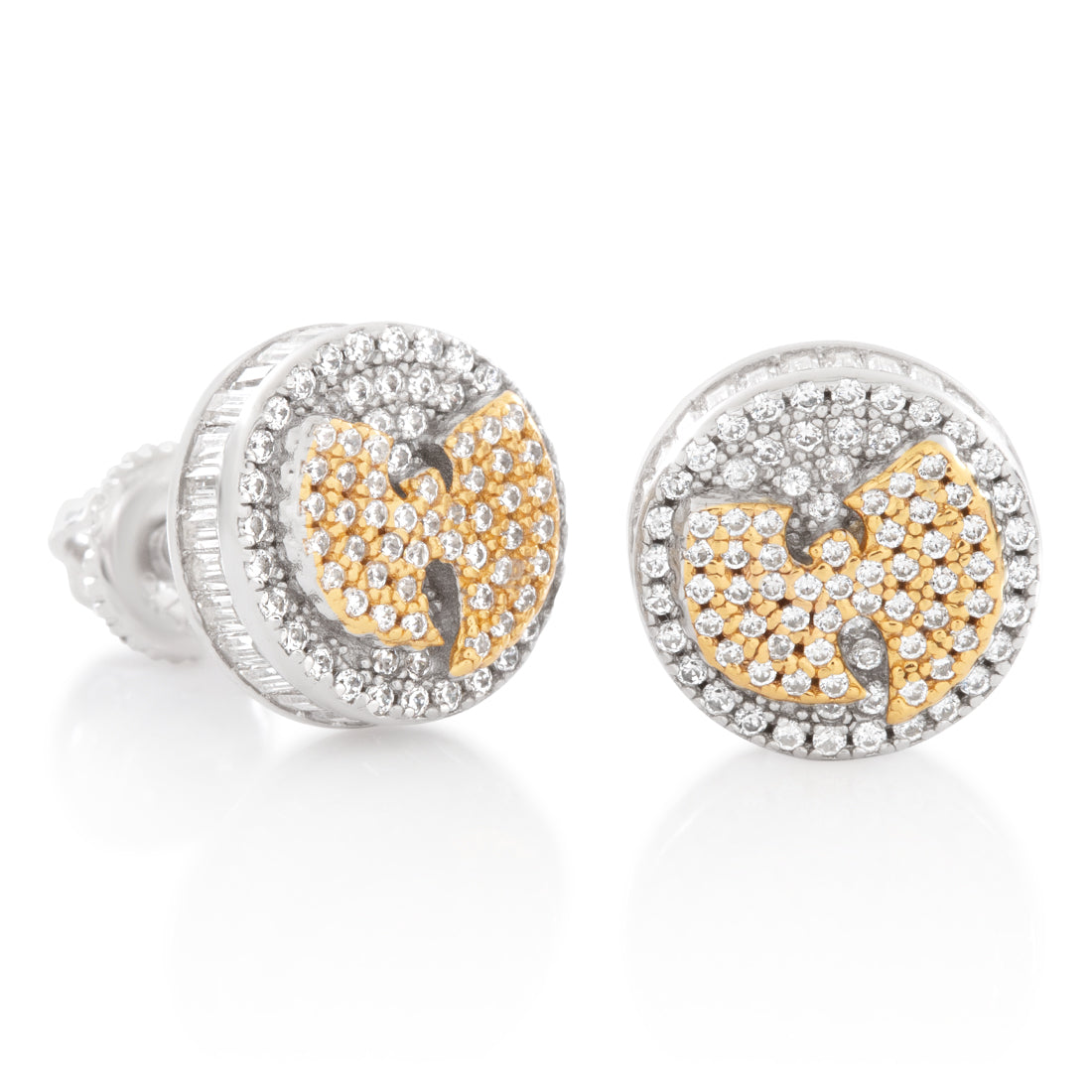 Wu-Tang x King Ice - 10mm Wu-Tang Logo Earrings in Sterling Silver / White Gold / 10mm by King Ice