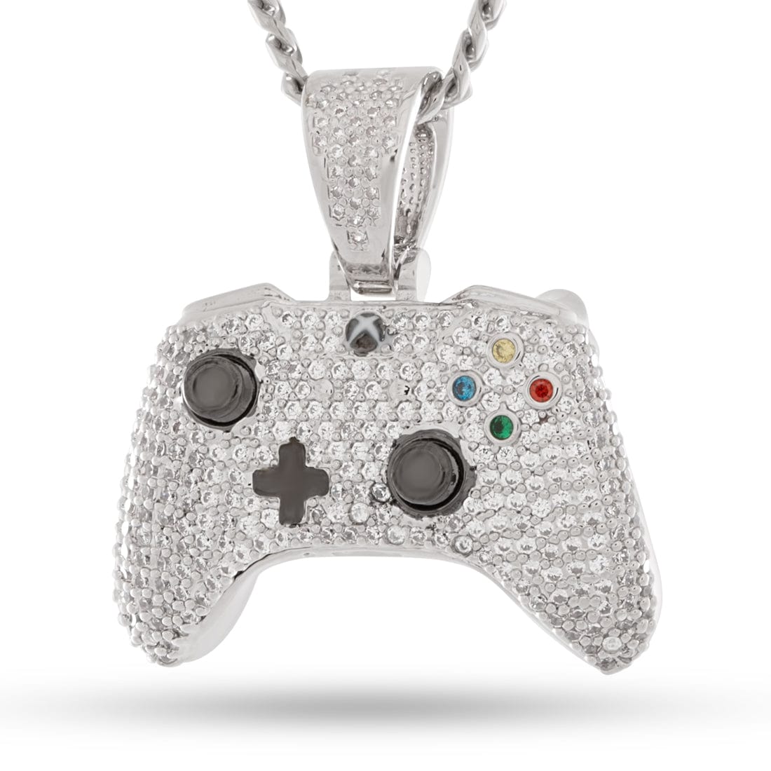 Xbox x King Ice - Controller Necklace  in  White Gold / 1.4" Mens Necklaces