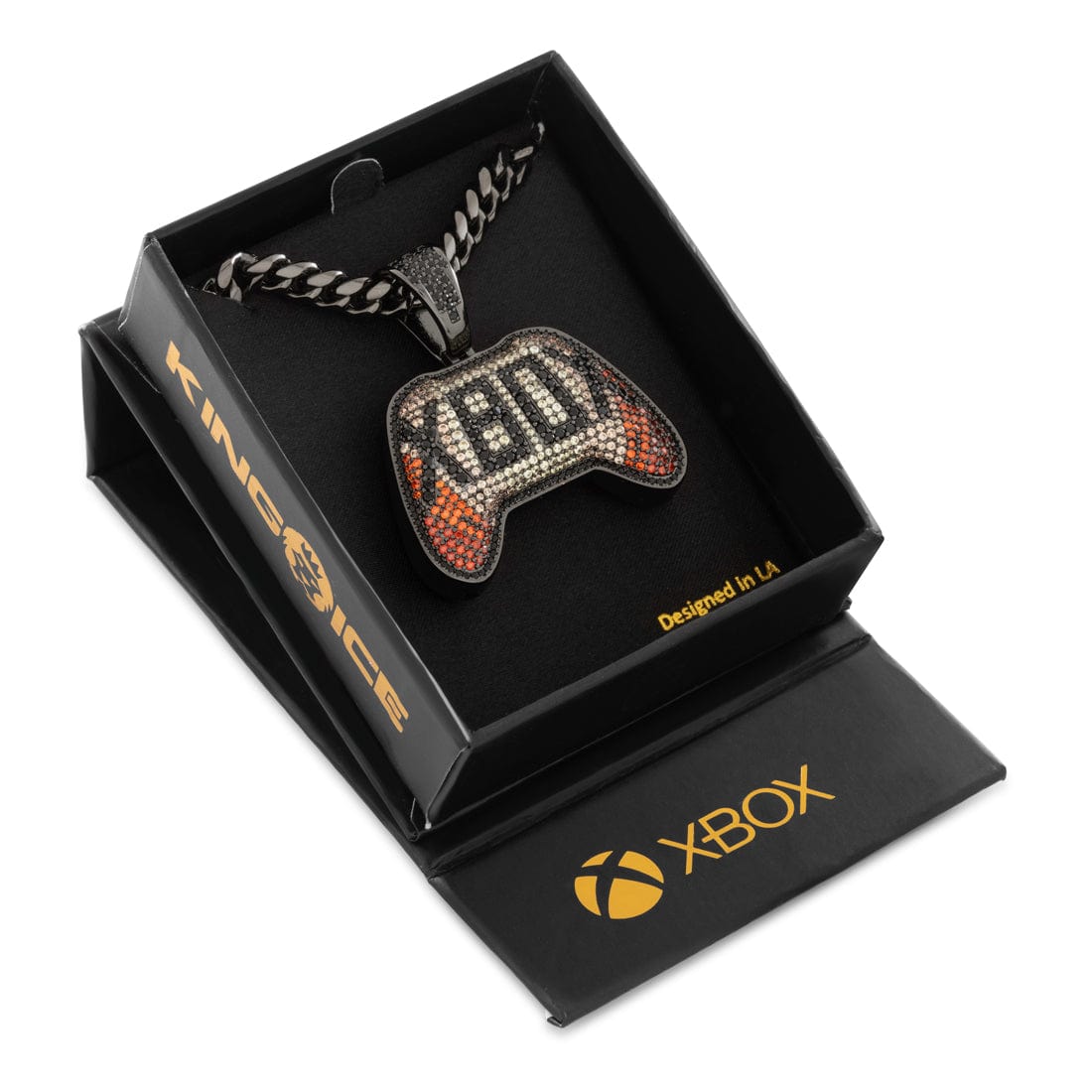 Xbox x King Ice - Ethereal Fire Necklace  in  Black Gold / 1.8" Mens Necklaces
