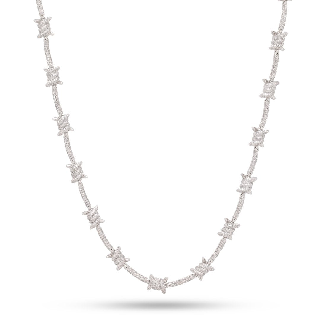 10mm Iced Barbed Wire Chain in Gold Plated / White Gold / 18" by King Ice