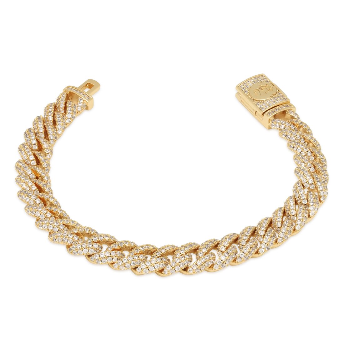 10mm Iced Miami Cuban Link Bracelet in 14K Gold / 7" by King Ice
