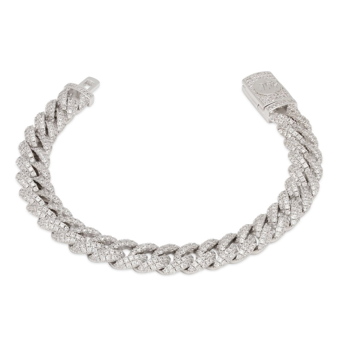 10mm Iced Miami Cuban Link Bracelet in White Gold / 7" by King Ice