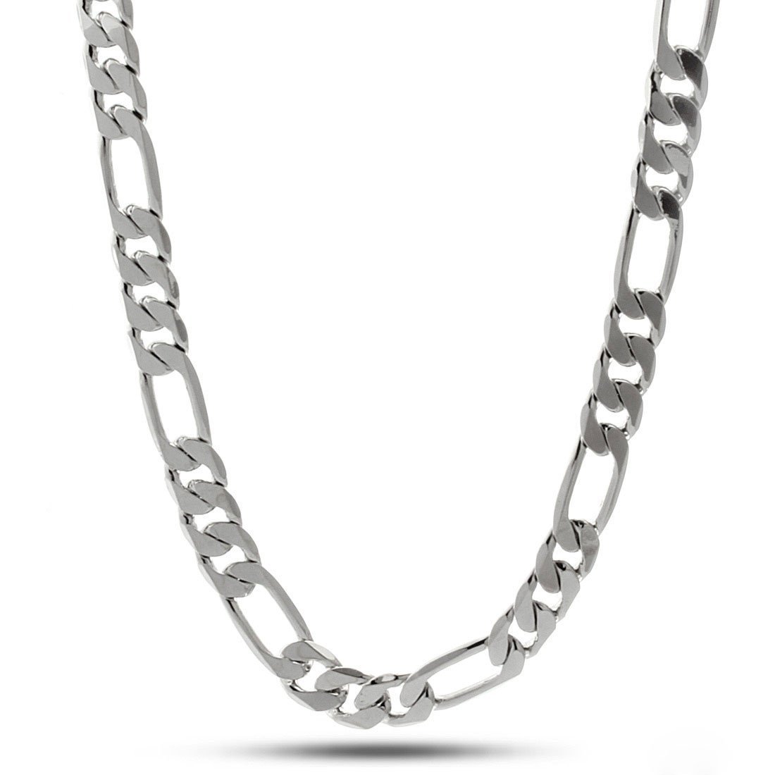 10mm Italian Figaro Chain in Gold Plated / White Gold / 18" by King Ice