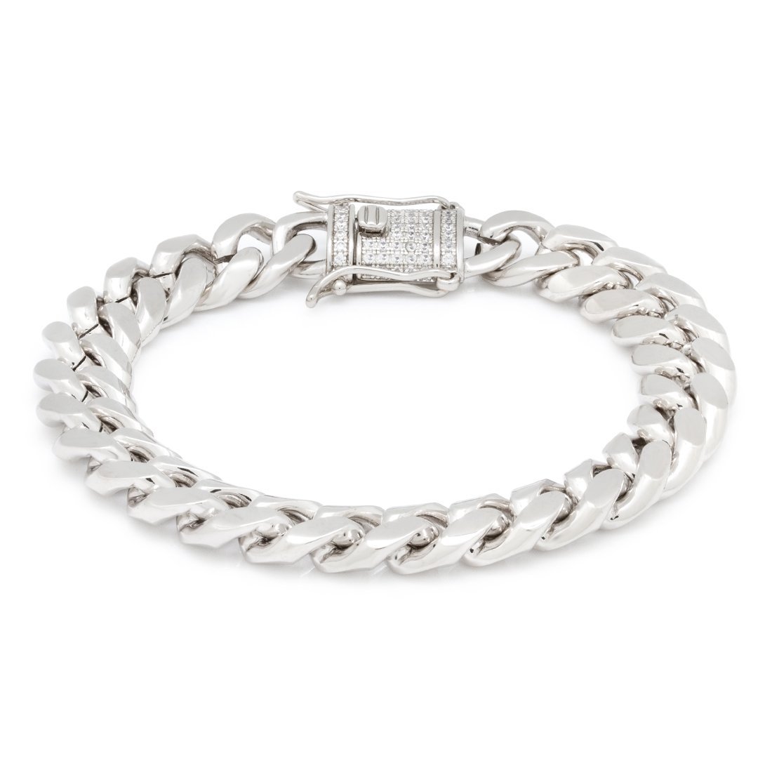 10mm Miami Cuban Link Bracelet in White Gold / 8" by King Ice