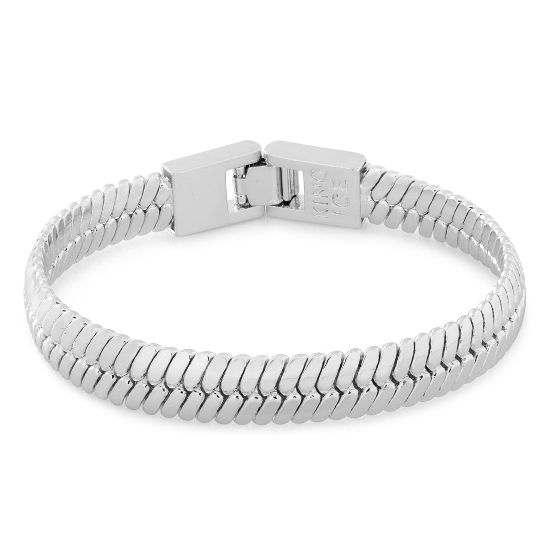 10mm Thick Herringbone Bracelet in Gold Plated / White Gold / 8" by King Ice