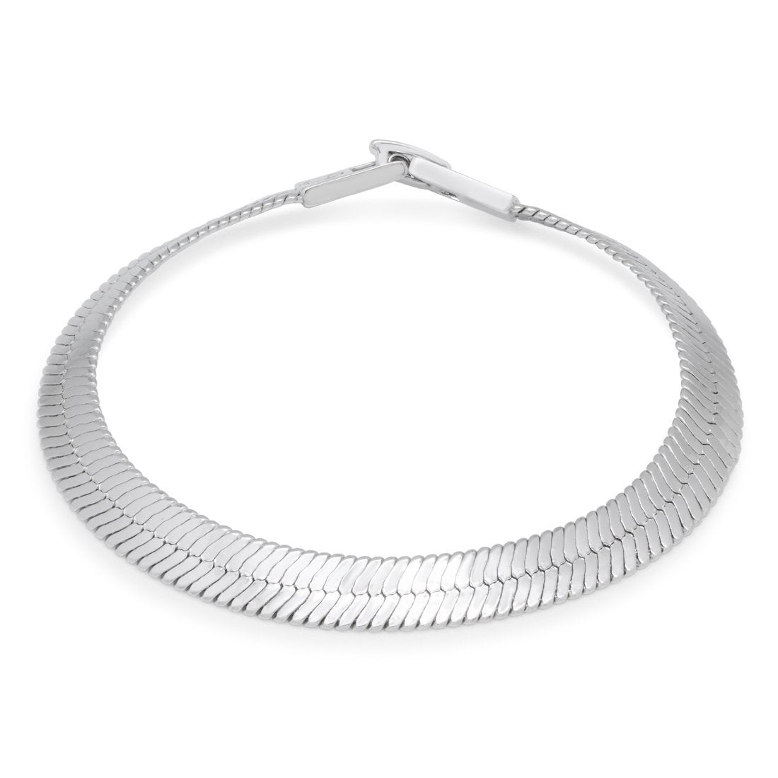 10mm Thin Herringbone Bracelet in White Gold / 8.5" by King Ice