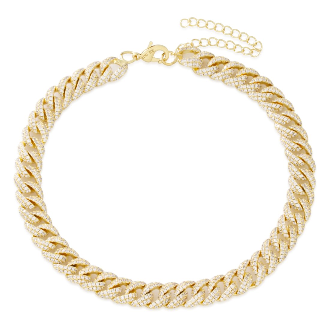 12mm Iced Diamond-Cut Miami Cuban Link Choker Chain in Gold Plated / 14K Gold / Adjustable by King Ice