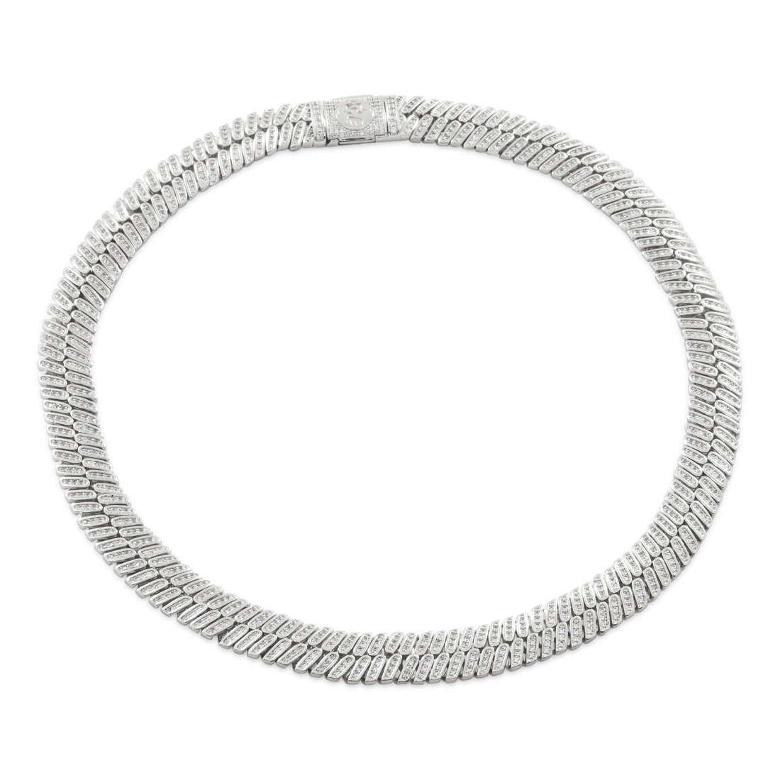 12mm Iced Herringbone Chain in Gold Plated / White Gold / 18" by King Ice