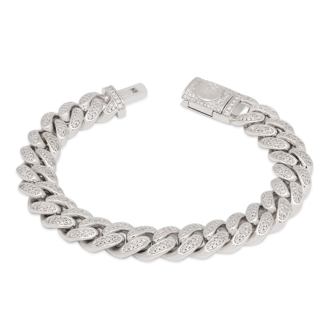 12mm Iced Miami Cuban Link Bracelet in White Gold / 7" by King Ice