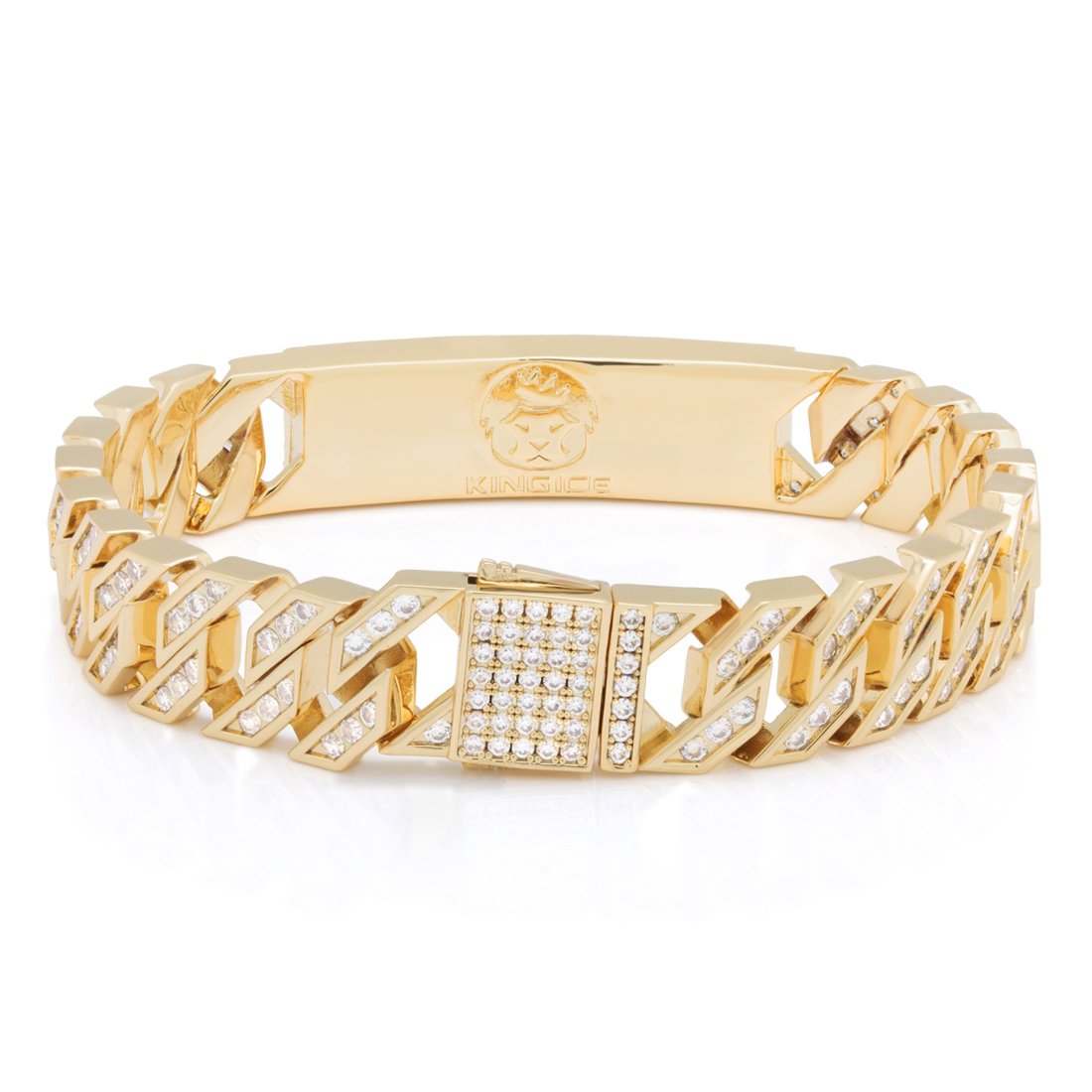 12mm Iced Miami Cuban Link ID Bracelet in by King Ice