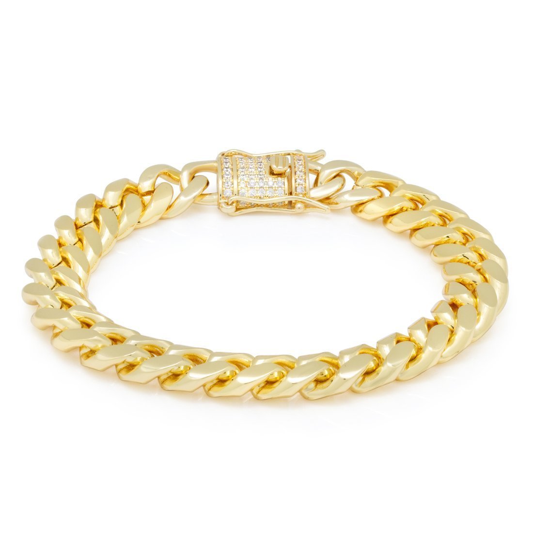 12mm Miami Cuban Link Bracelet in Gold Plated / 14K Gold / 8" by King Ice