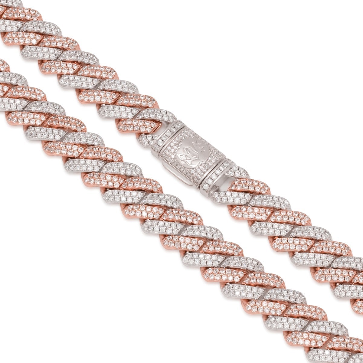 12mm Rose Gold Iced Diamond-Cut Miami Cuban Link Chain in by King Ice
