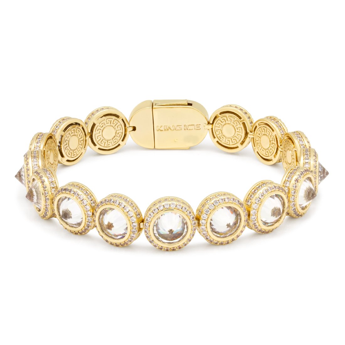 12mm Spike Studded Tennis Bracelet in 14K Gold / 8" by King Ice