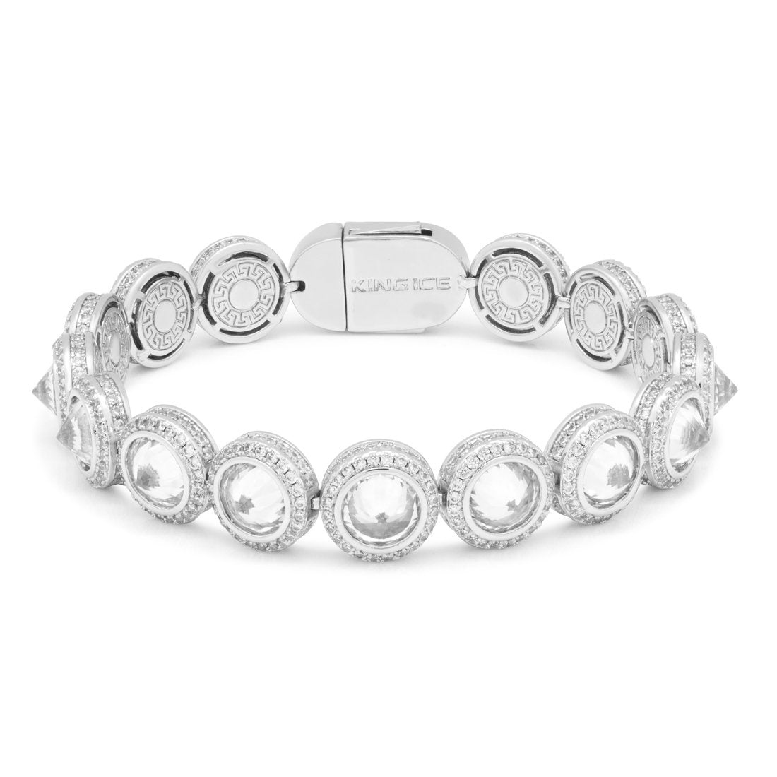12mm Spike Studded Tennis Bracelet in White Gold / 8" by King Ice