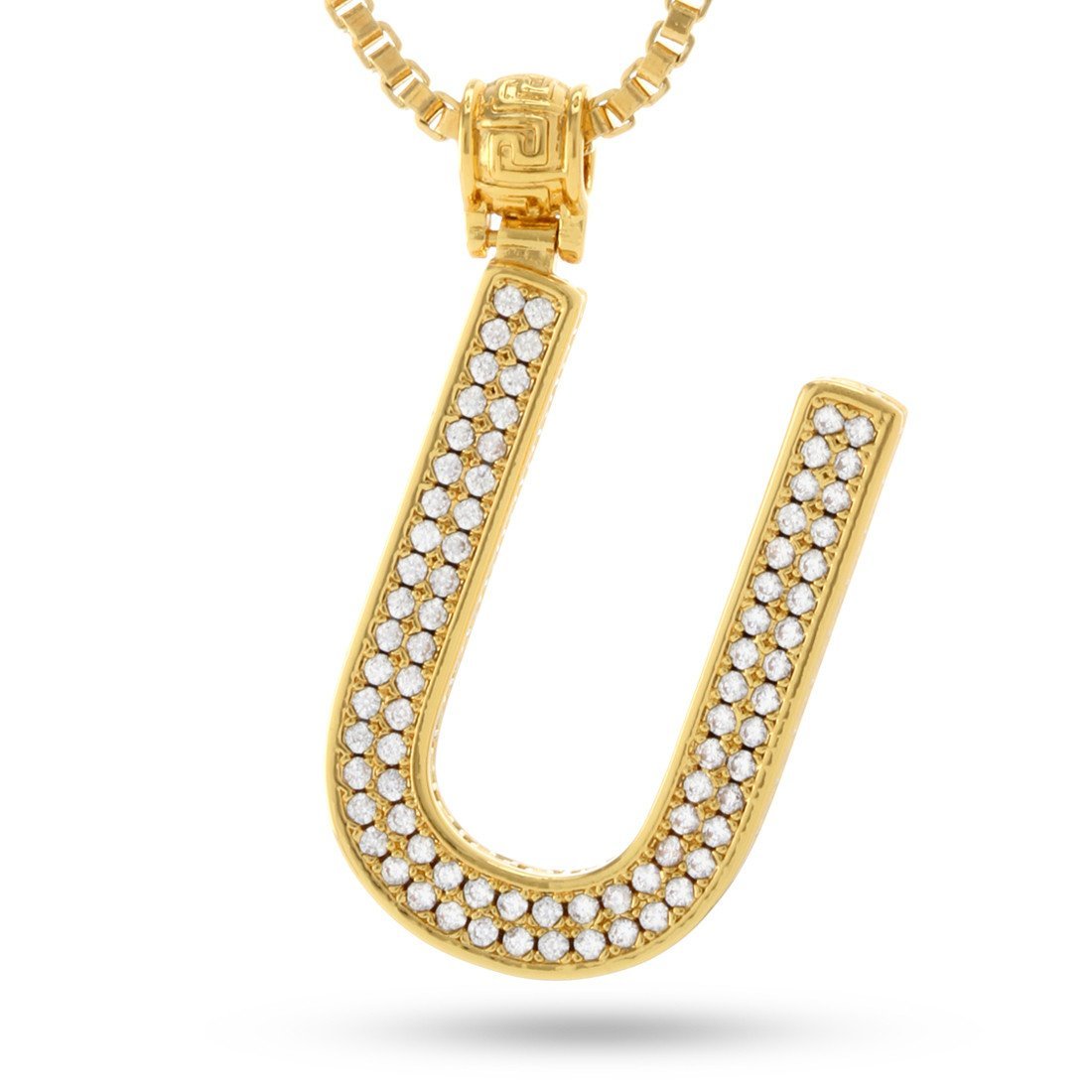 14K Gold Letter "U" Necklace in 14K Gold / 1.6" by King Ice