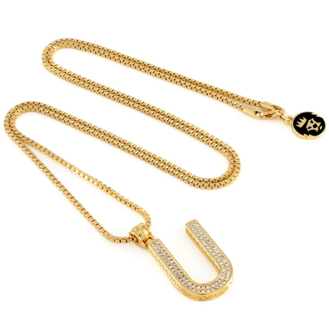 14K Gold Letter "U" Necklace in 14K Gold / 1.6" by King Ice