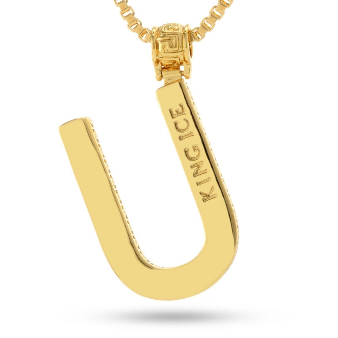 14K Gold Letter "U" Necklace in 14K Gold / 1.6" by King Ice