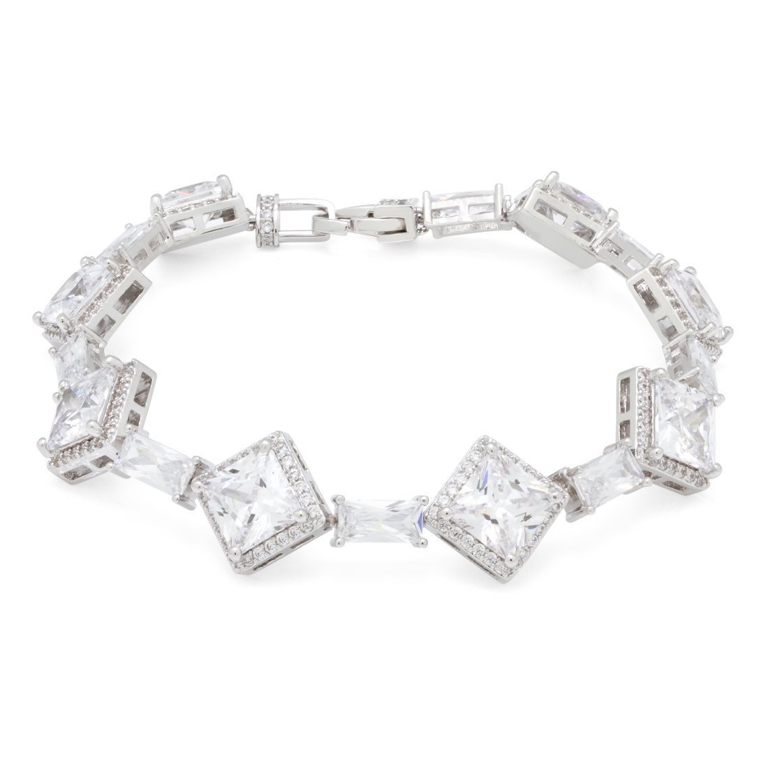 14mm Clustered Princess-Cut Tennis Bracelet in White Gold / 8" by King Ice