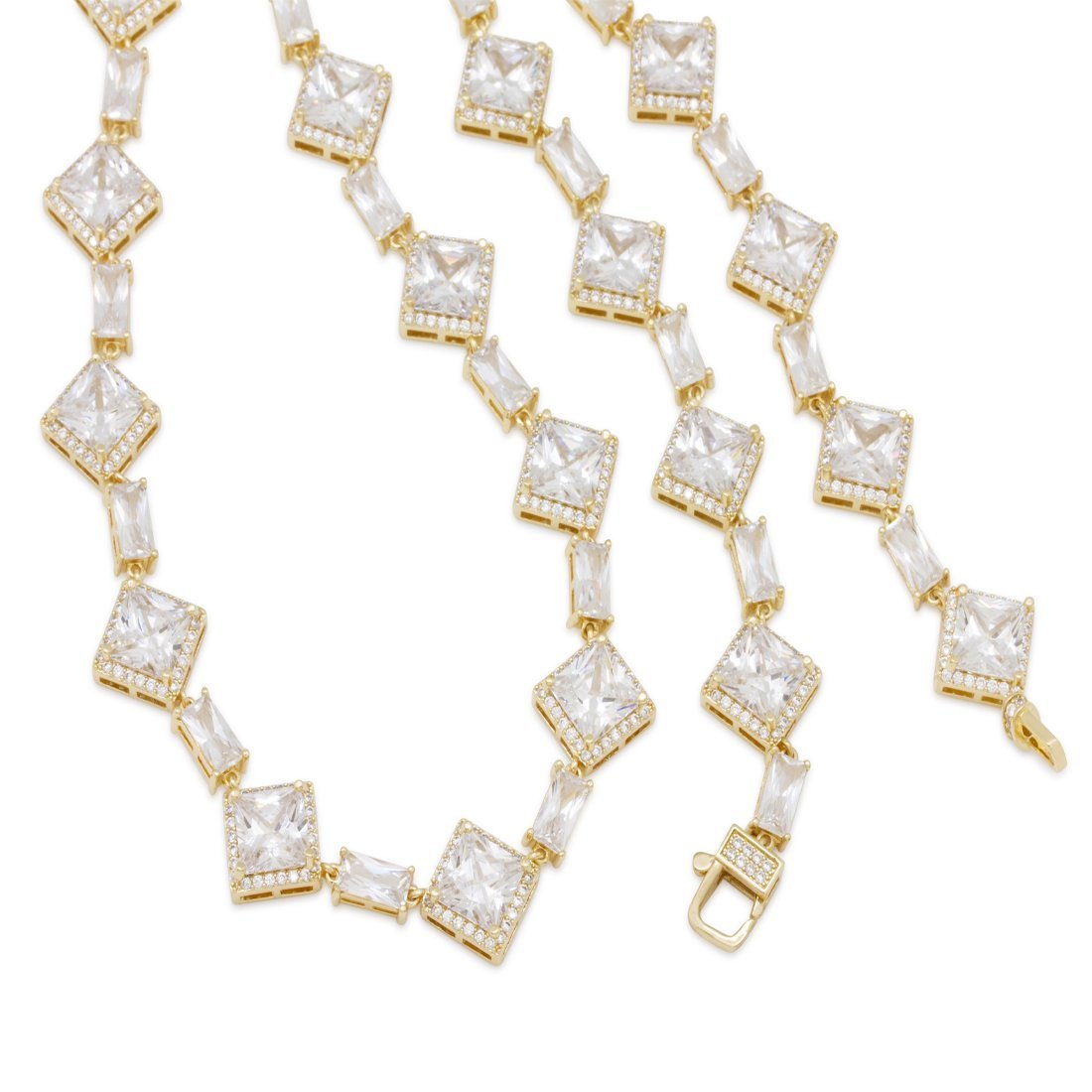 14mm Clustered Princess-Cut Tennis Chain in by King Ice