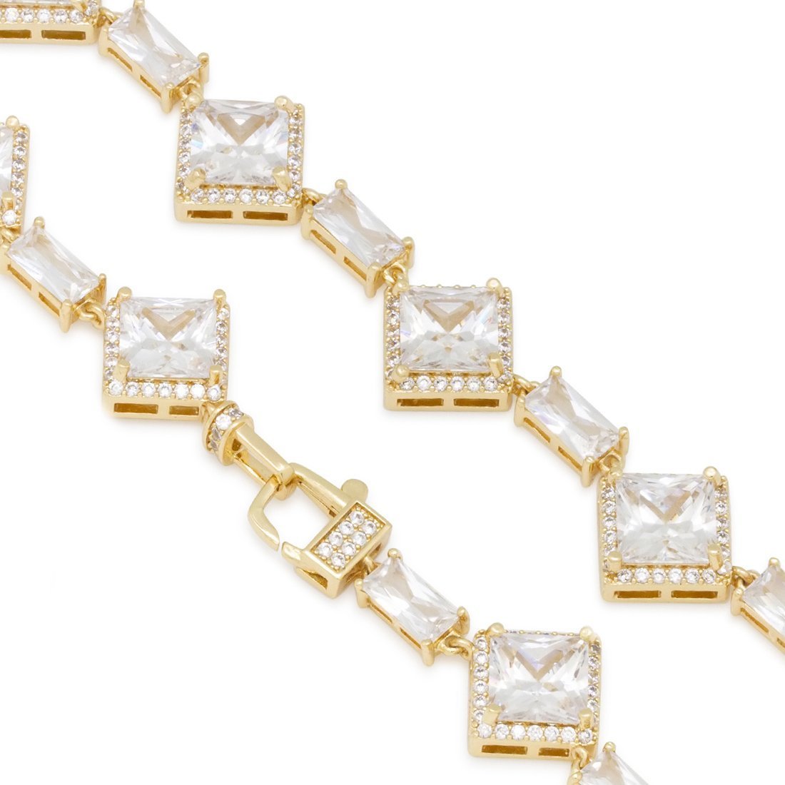 14mm Clustered Princess-Cut Tennis Chain in by King Ice