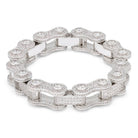 White Gold / 8" Iced Bike Chain Bracelet BRX14041-Silver