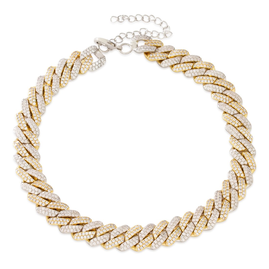 15mm Iced Diamond-Cut Miami Cuban Link Choker Chain in Gold Plated / 14K/White Gold / Adjustable by King Ice