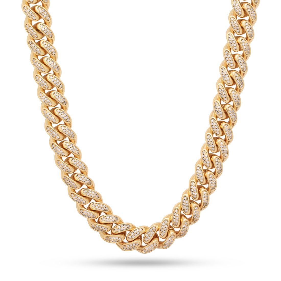 15mm Iced Miami Cuban Link Chain in Gold Plated / 14K Gold / 18" by King Ice