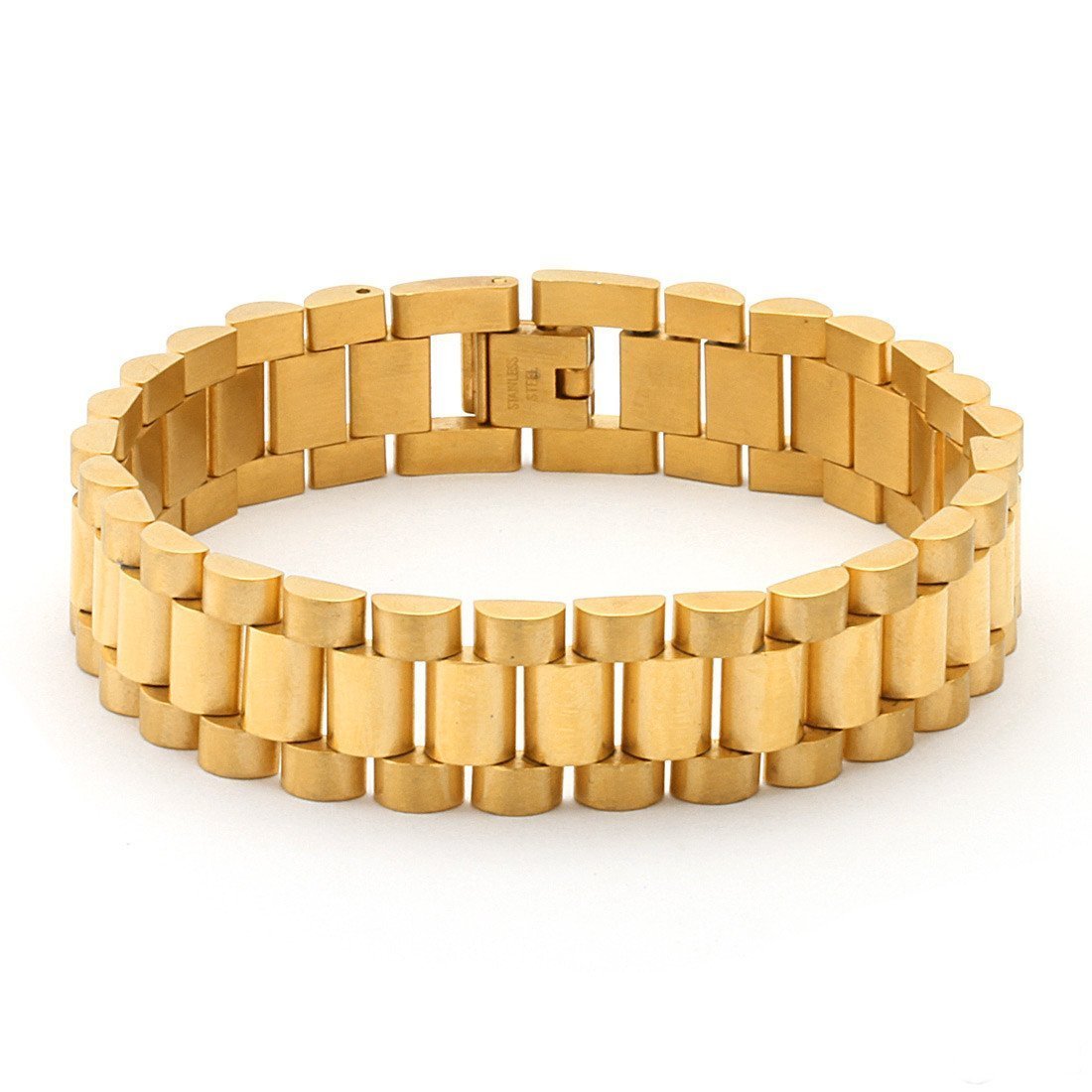 15mm Rollie Link Bracelet in 14K Gold / 8" by King Ice