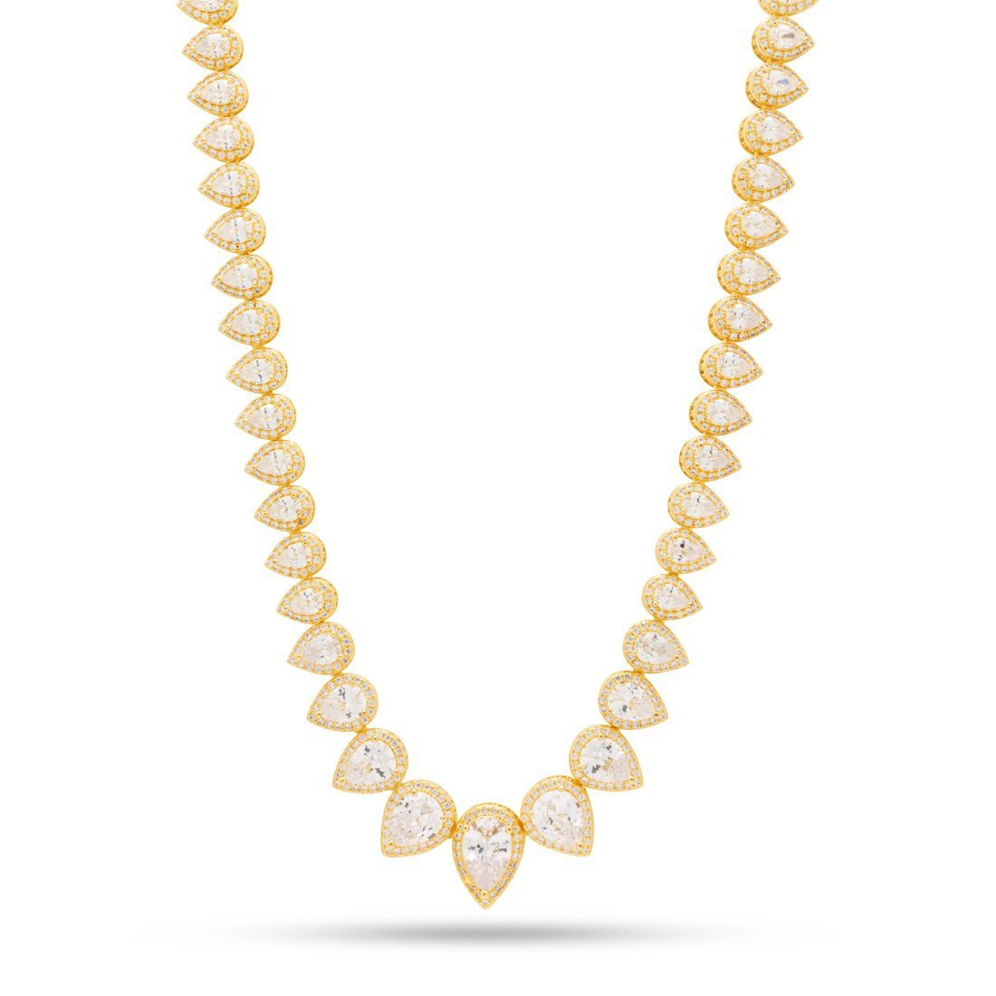 16mm Pear-Cut Tennis Chain in Gold Plated / 14K Gold / 18" by King Ice