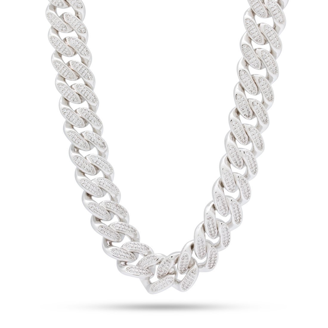 18mm Classic Iced Miami Cuban Link Chain in Gold Plated / White Gold / 18" by King Ice
