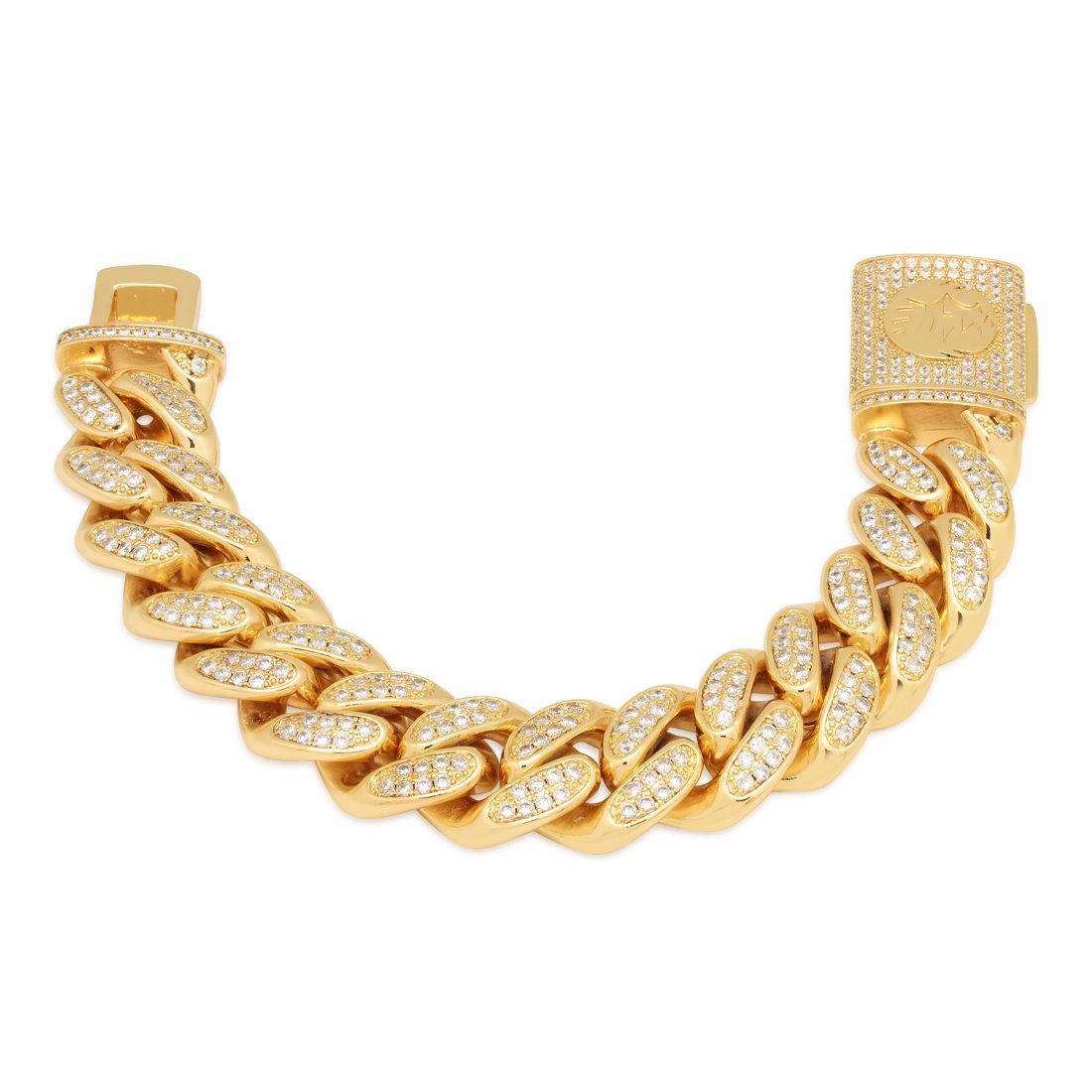 14K Gold / 7" 18mm Iced Miami Cuban Bracelet BRX14102-GOLD-7
