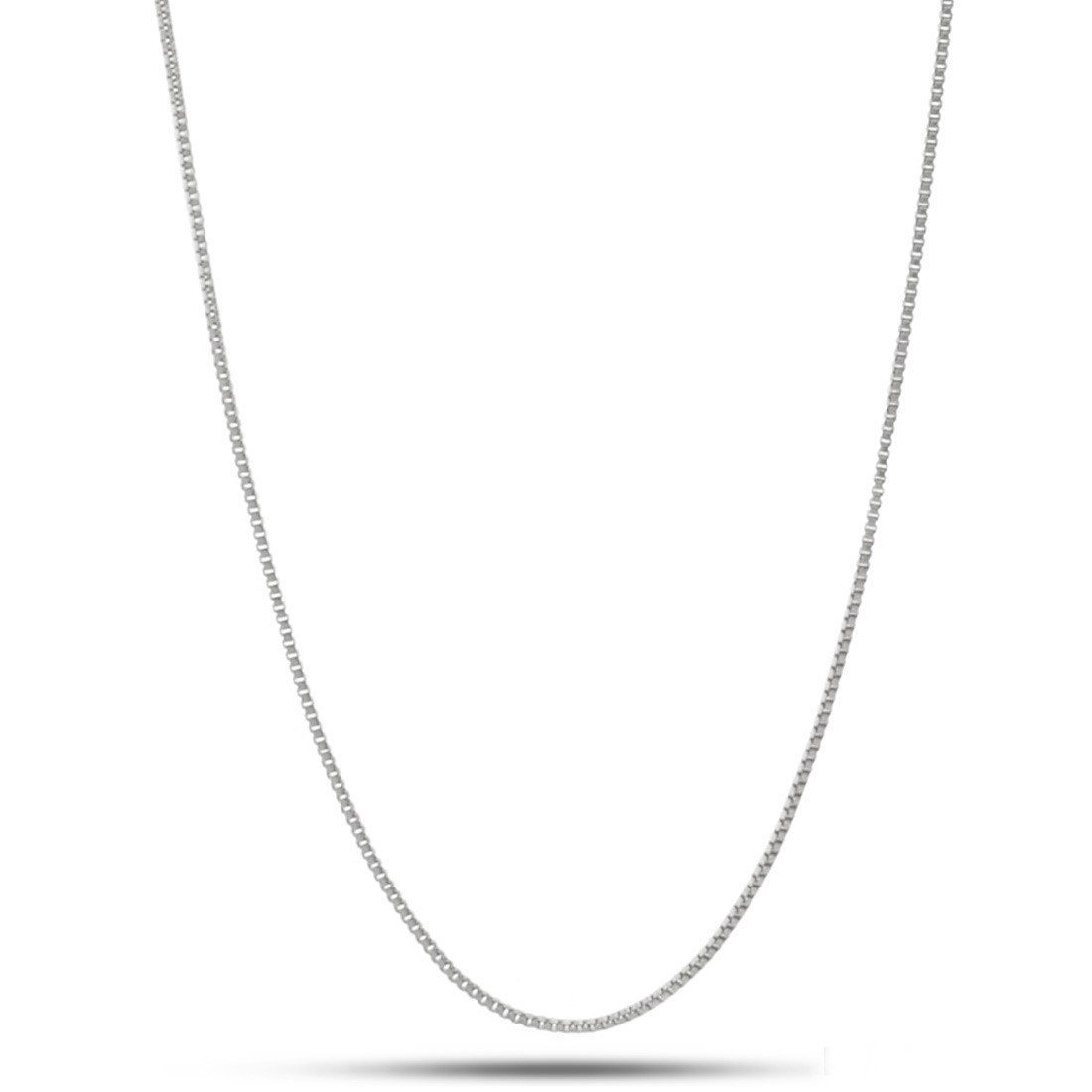 1mm Box Chain in Sterling Silver / White Gold / 16" by King Ice