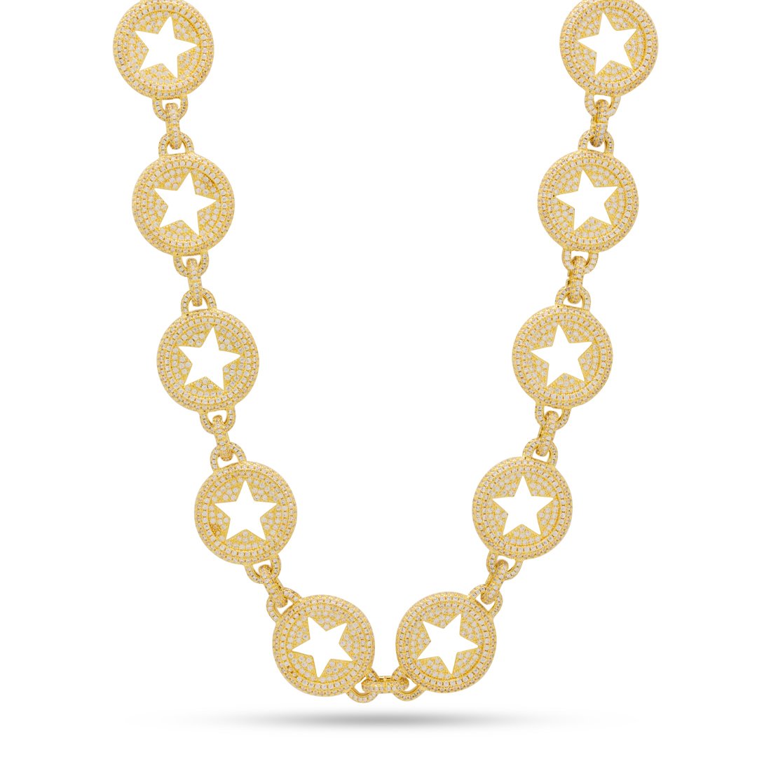 20mm Circled Star Chain in Gold Plated / 14K Gold / 18" by King Ice