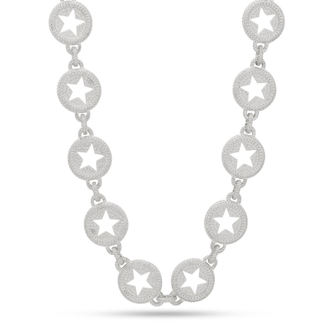 20mm Circled Star Chain in Gold Plated / White Gold / 18" by King Ice