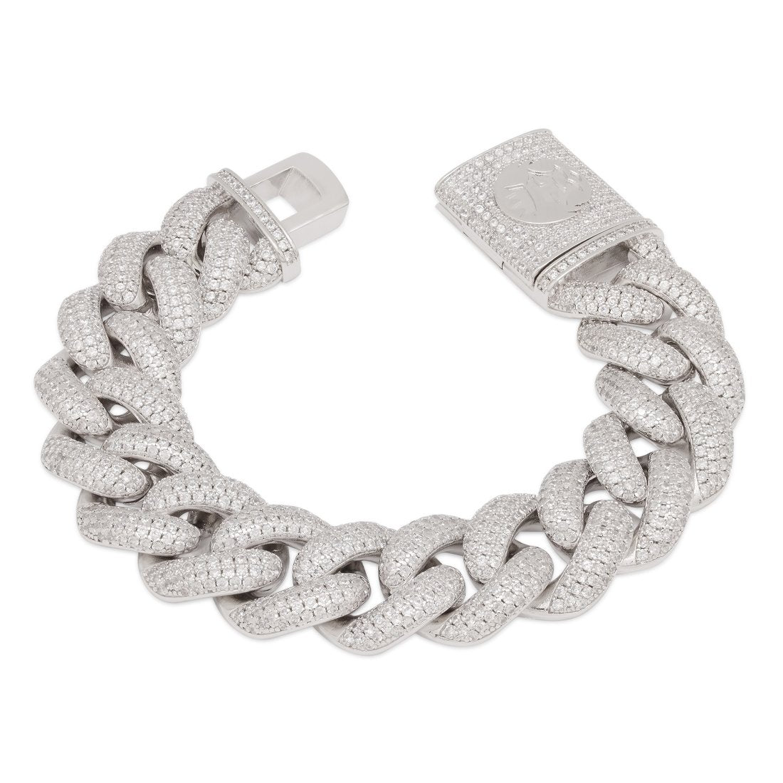 White Gold / 8" 20mm Iced Miami Cuban Bracelet BRX14103-Silver-8