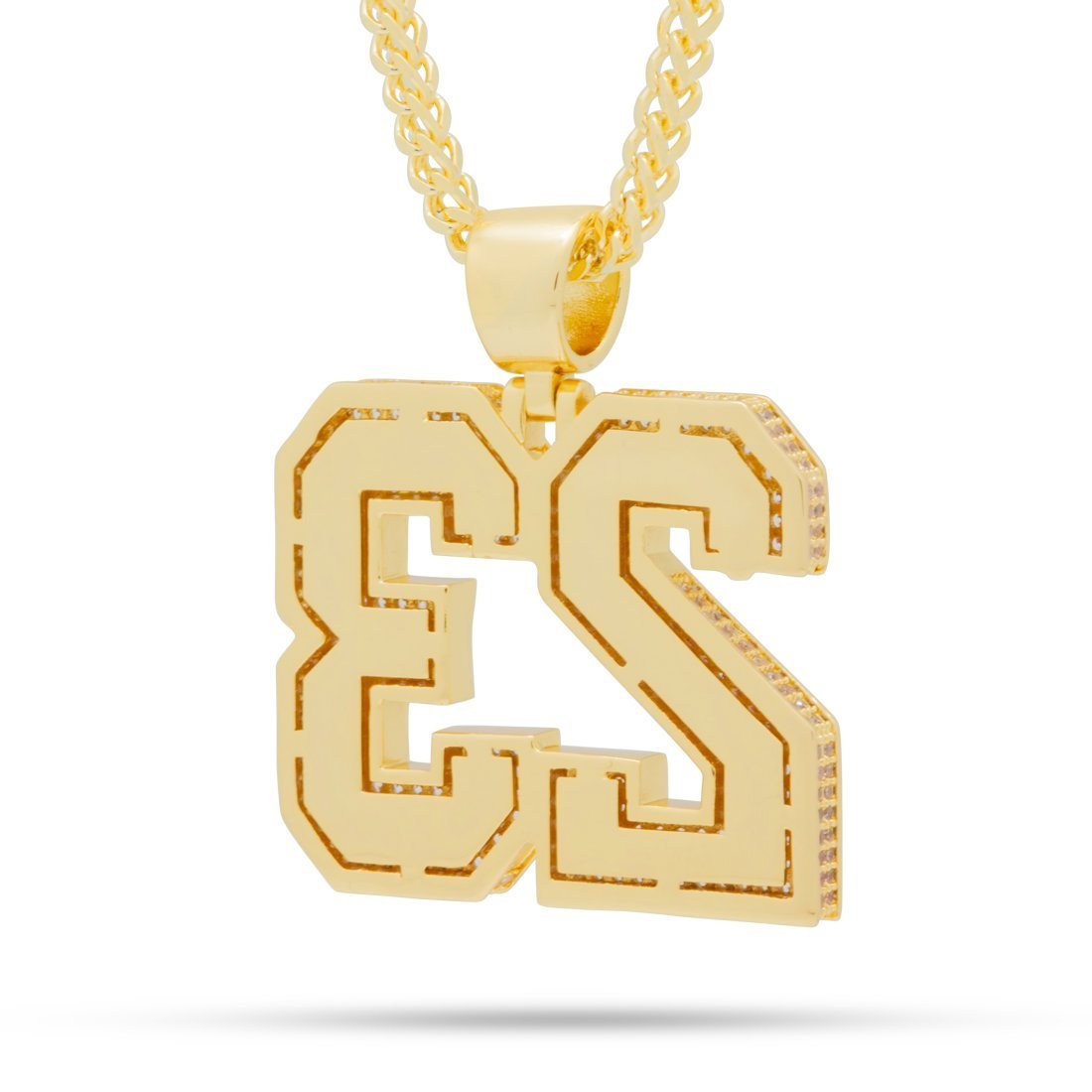 23 Necklace in 14K Gold / 1.6" by King Ice
