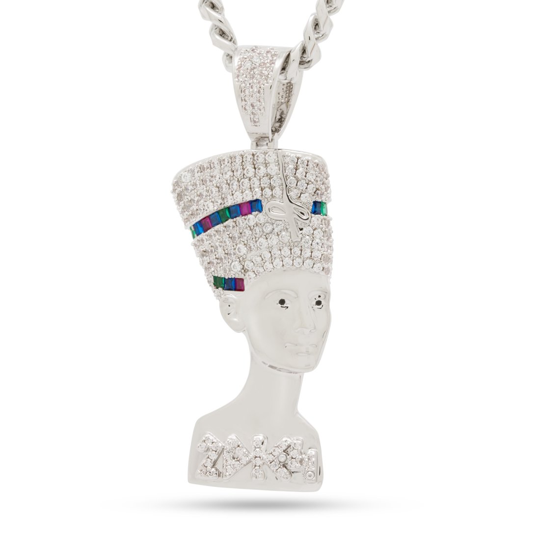 3D Boss Nefertiti Necklace in White Gold / 2.3" by King Ice