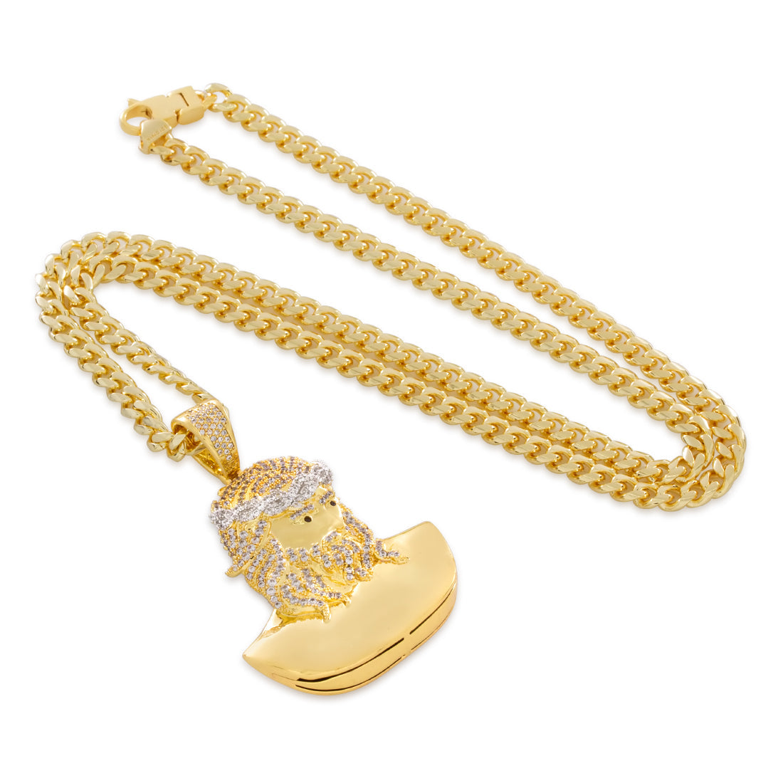 3d Boss Jesus Necklace in 14K Gold / 2.3" by King Ice