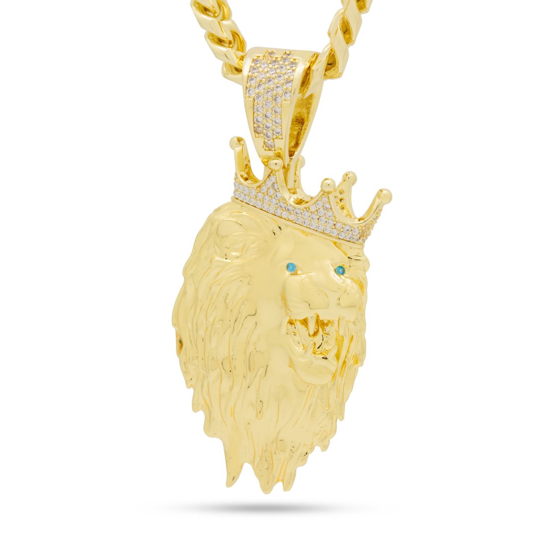 3D Boss Roaring Lion Necklace in 14K Gold / 2.6" by King Ice