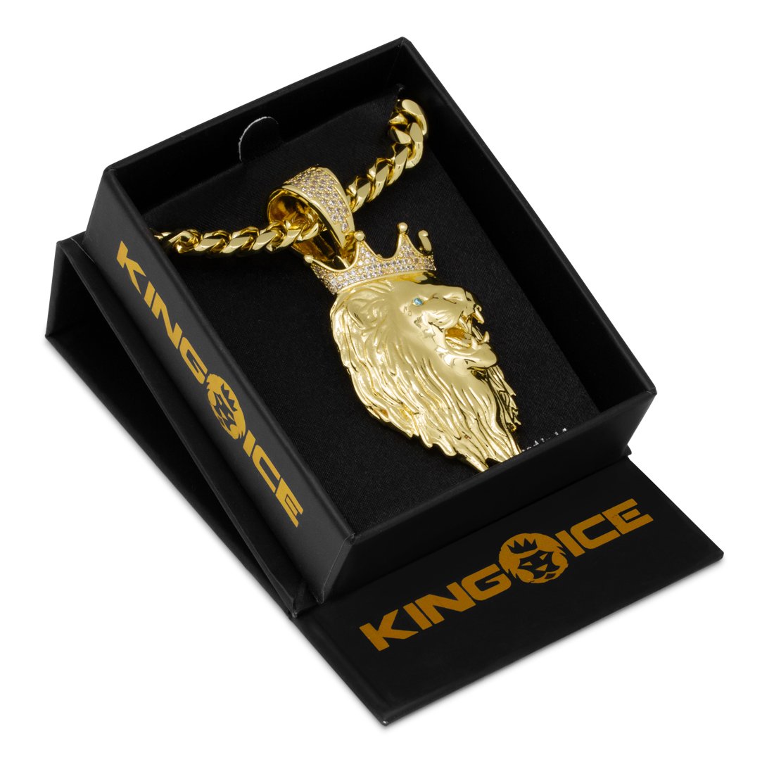 3D Boss Roaring Lion Necklace in by King Ice