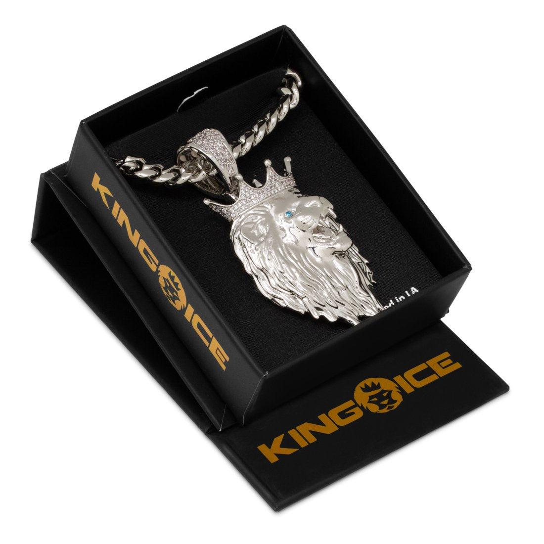 3D Boss Roaring Lion Necklace in by King Ice