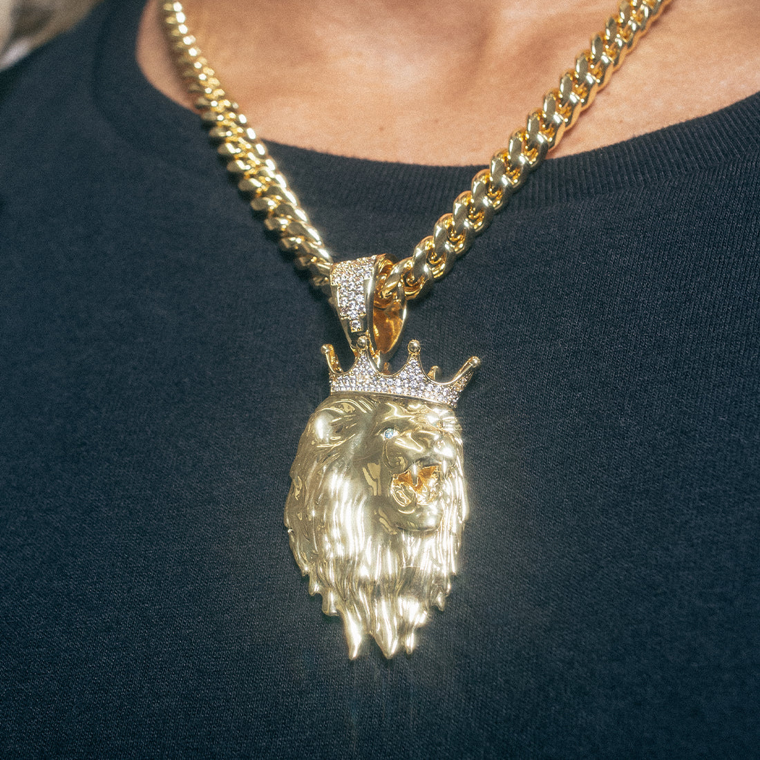 3D Boss Roaring Lion Necklace in by King Ice