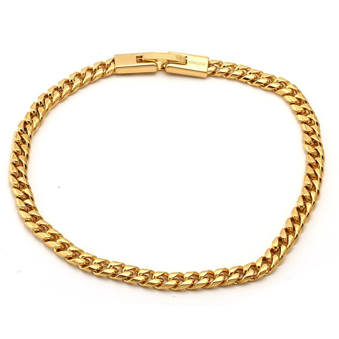 3mm Miami Cuban Link Bracelet in Gold Plated / 14K Gold / 7" by King Ice