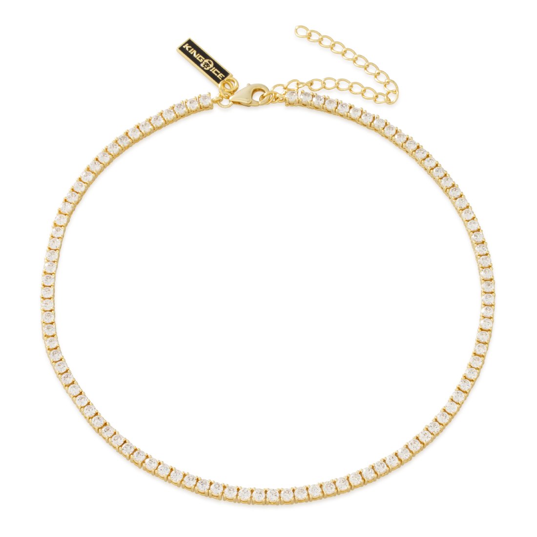 3mm Tennis Choker Chain in Gold Plated / 14K Gold / Adjustable by King Ice