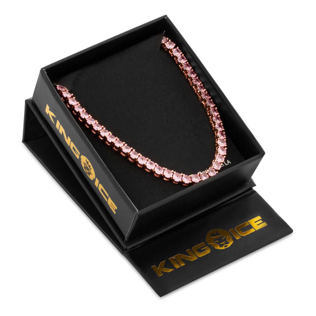 4mm Pink Tennis Chain in by King Ice