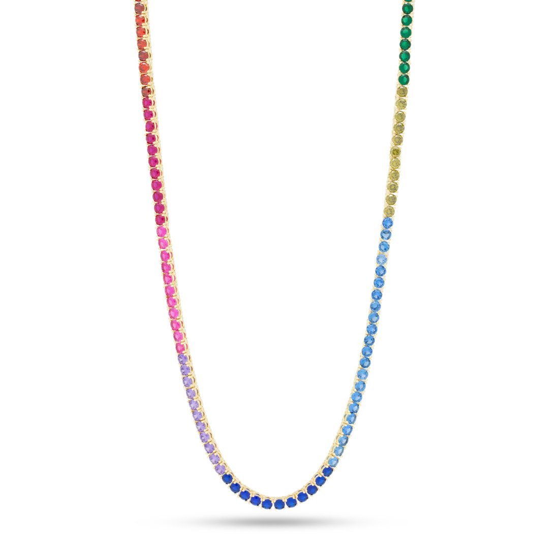 4mm Spectrum Tennis Chain in Gold Plated / 14K Gold / 16" by King Ice