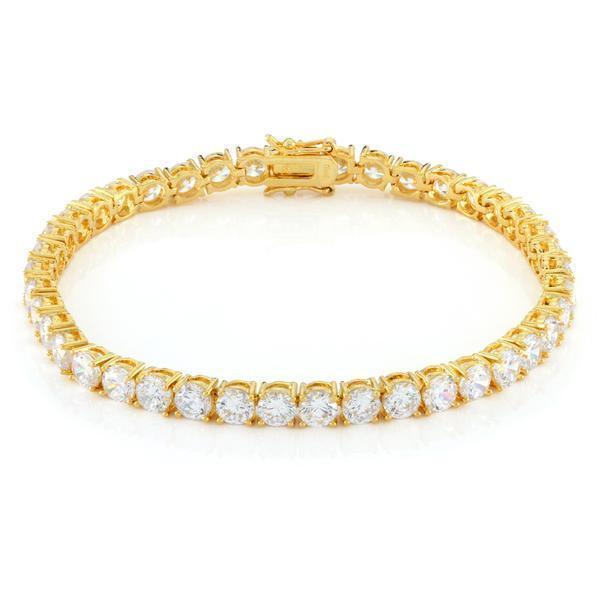 4mm Tennis Bracelet in Gold Plated / 14K Gold / 7" by King Ice