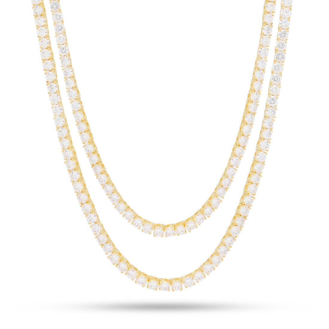 4mm Tennis Chain Choker Set in Gold Plated / 14K Gold / 18"/20" by King Ice