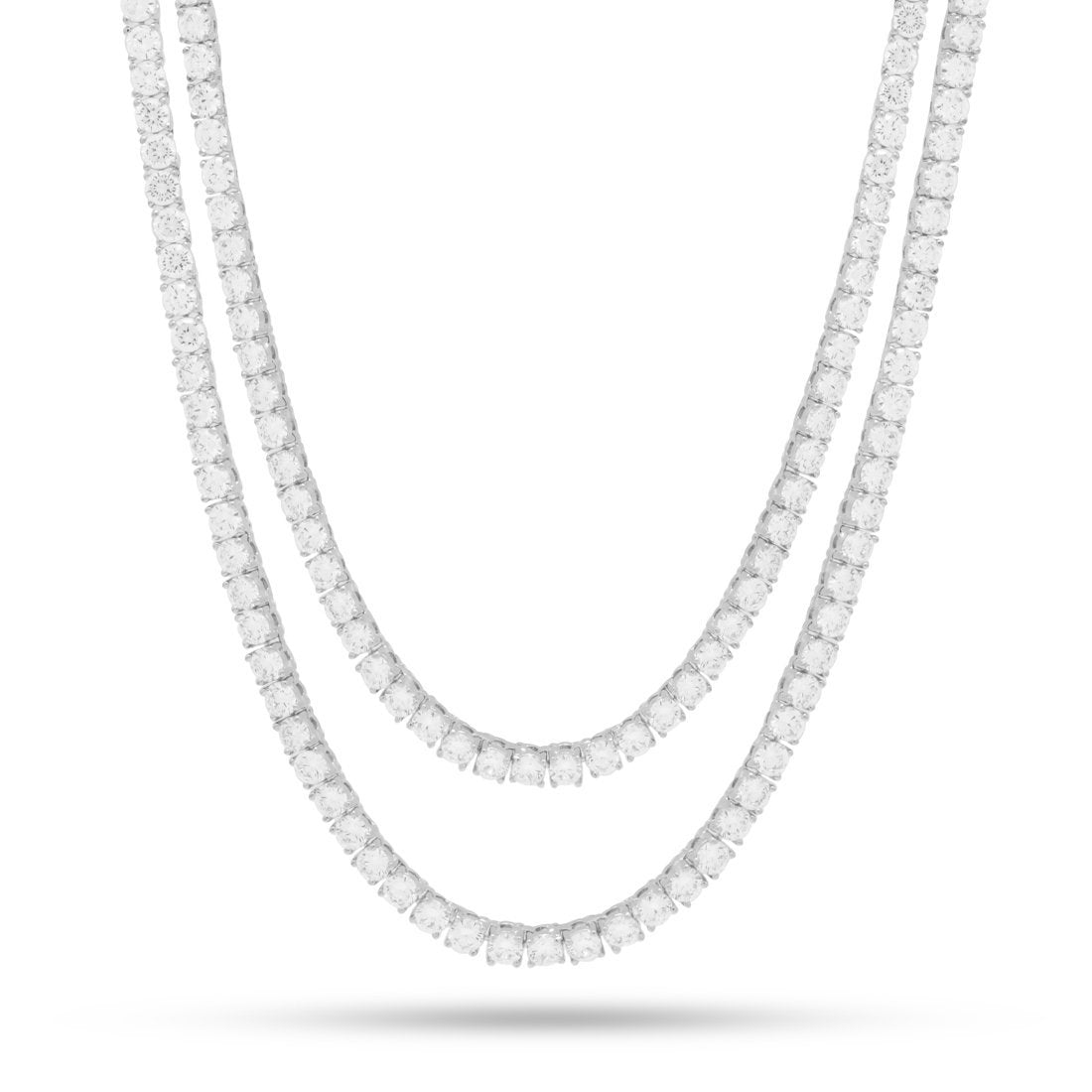 4mm Tennis Chain Choker Set in Gold Plated / White Gold / 18"/20" by King Ice